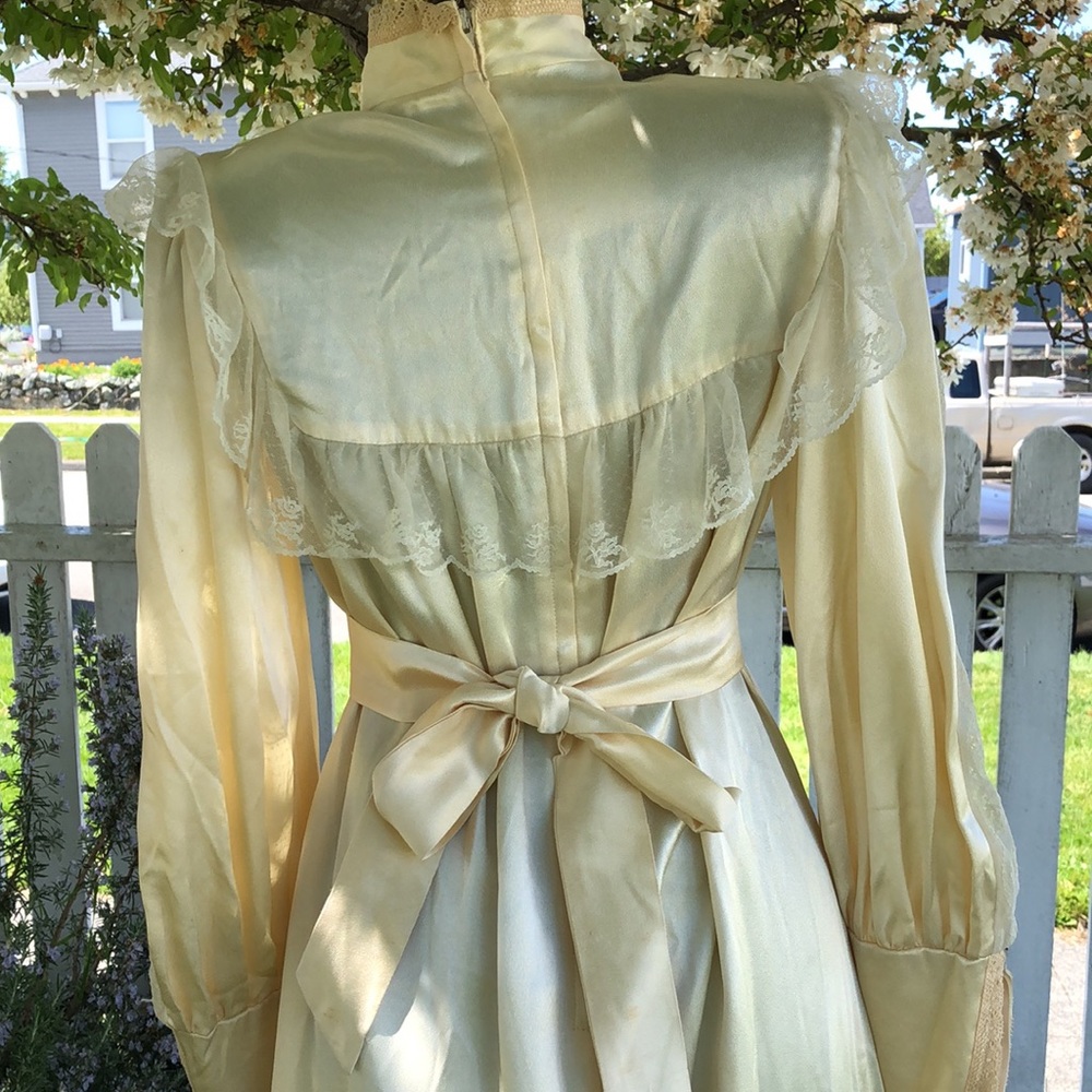 Vintage Gunne Sax satin lace Edwardian Victorian gown wedding gothic dress - Picture 4 of 12